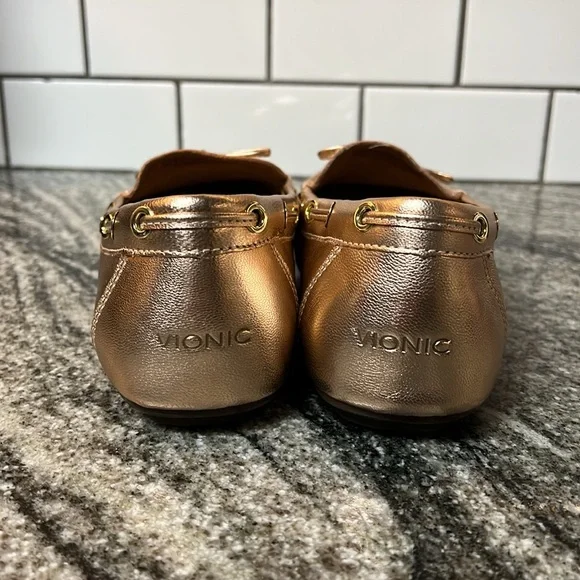 Vionic Virginia Metallic Pink Rose Gold Comfort Loafers Sz 10 - Picture 4 of 6